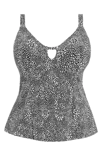 Elomi Plus Size Pebble Cove Tankini Top In Black
