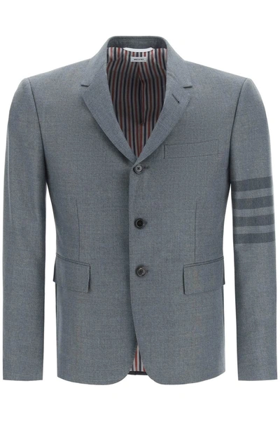 Shop Thom Browne 4-bar Single-breasted Wool Blend Jacket In Grey