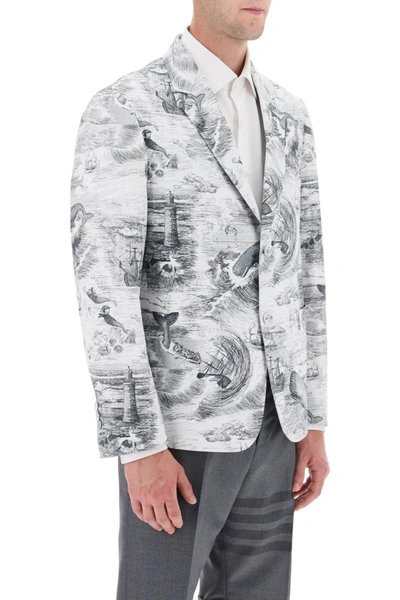 Shop Thom Browne Deconstructed Single-breasted Jacket With Nautical Toile Motif In Multicolor