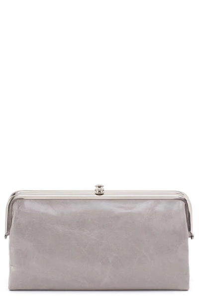 Shop Hobo Lauren Leather Double Frame Clutch In Light Grey