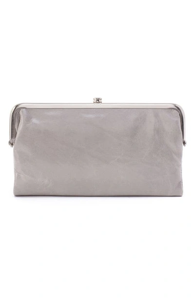 Shop Hobo Lauren Leather Double Frame Clutch In Light Grey