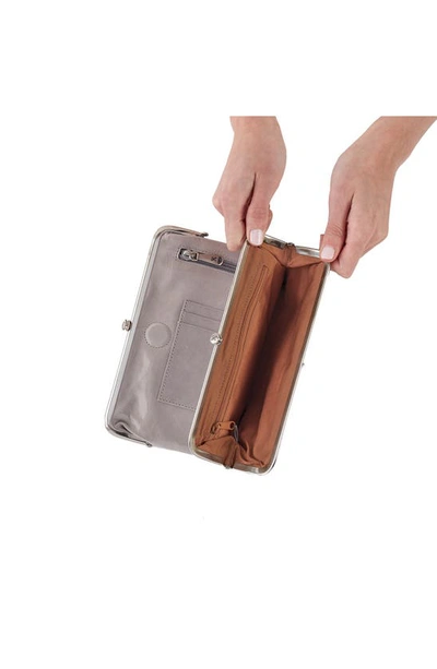 Hobo Lauren Leather Double Frame Clutch In Light Grey