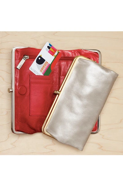 Hobo Lauren Leather Double Frame Clutch In Light Grey