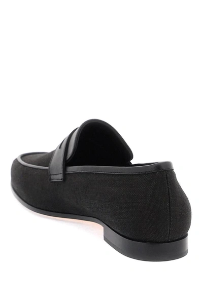 Shop Totême Toteme Canvas Penny Loafers In Black