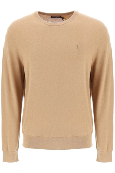 Shop Polo Ralph Lauren Sweater In Cotton And Cashmere In Beige