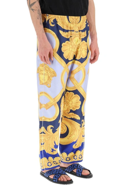 Shop Versace 'barocco 660' Silk Pajama Pants In Multicolor