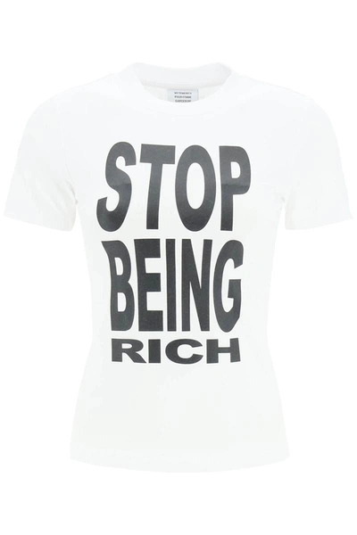 Shop Vetements 'stop Being Rich' Slim Fit T-shirt In White