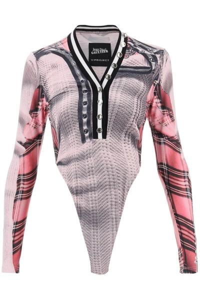 Shop Y/project Y Project Jean Paul Gaultier X  Trompe L'oeil Bodysuit In Multicolor