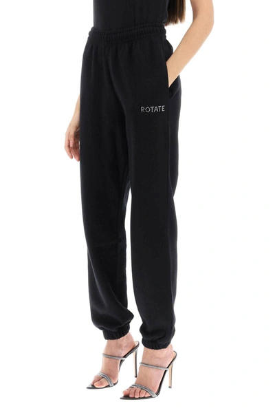 Shop Rotate Birger Christensen Rotate Joggers With Crystal Logo In Black