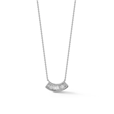 Shop Dana Rebecca Designs Sadie Pearl Channel Set Baguette Fan Necklace In White Gold