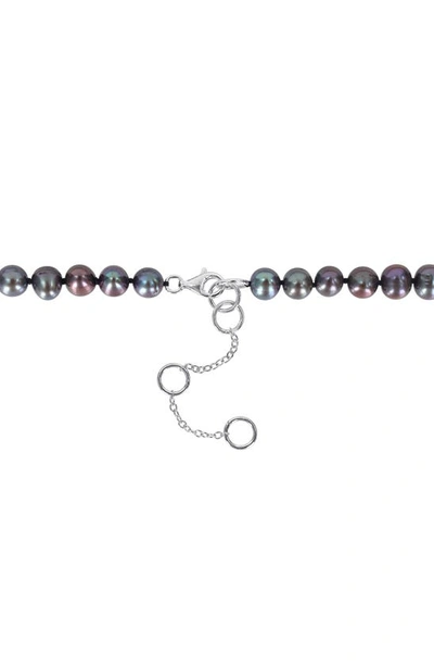 Delmar Cultured Freshwater Pearl Black Diamond Crown Pendant Necklace In Black