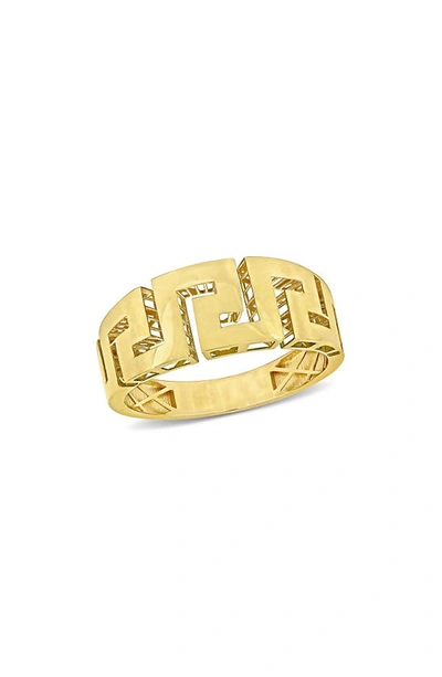 Shop Delmar Greek Key Design Ring In Yellow