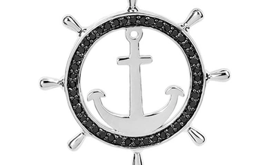 Delmar Cultured Freshwater Pearl Black Diamond Crown Pendant Necklace In Black