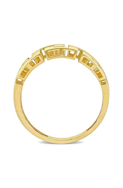 Shop Delmar Greek Key Design Ring In Yellow