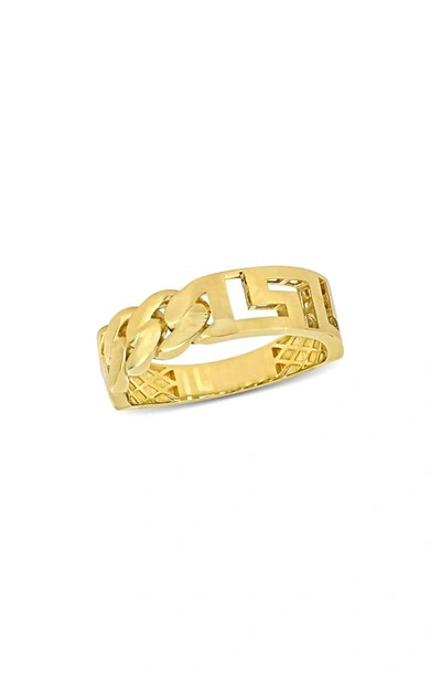 Shop Delmar Interlocking Greek Key Ring In Yellow