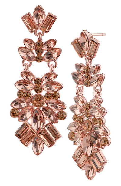 Shop Jardin Crystal Cluster Drop Earrings In Pink/ Rose Gold