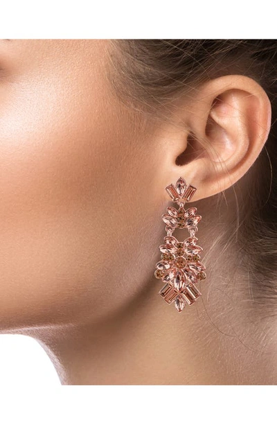 Jardin Crystal Cluster Drop Earrings In Pink/ Rose Gold