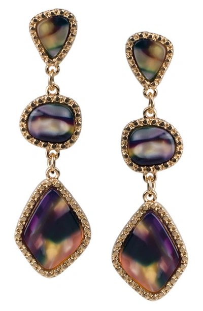 Shop Jardin Acrylic Triple Drop Earrings In Multi/ Gold