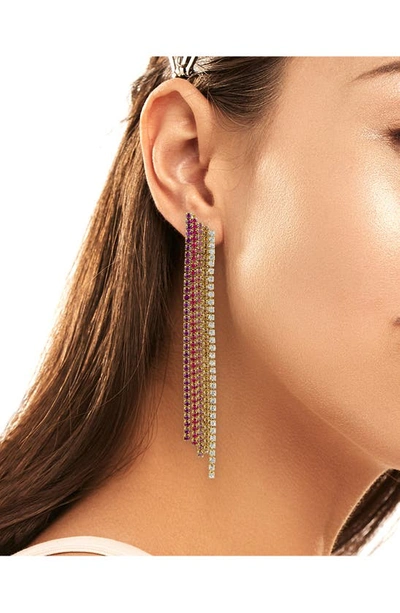 Shop Jardin Tonal Five-row Crystal Linear Drop Earrings In Pink
