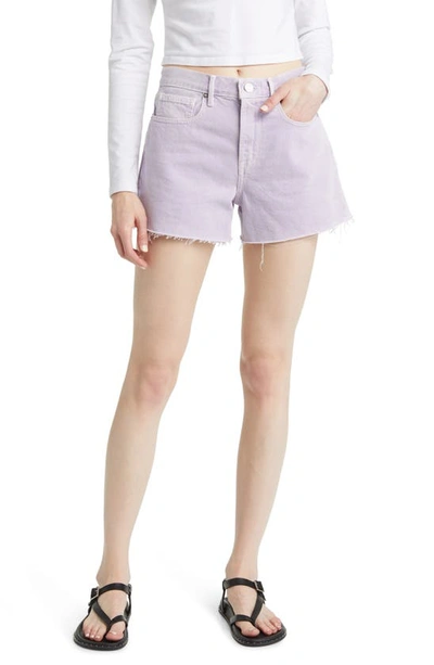 Shop Frame Le Brigette High Waist Raw Edge Denim Shorts In Washed Lilac