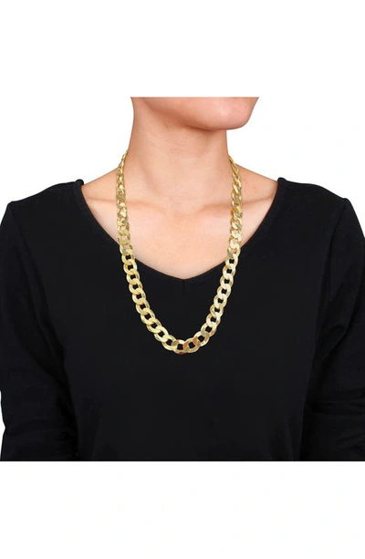 Shop Delmar Flat Curb Chain Necklace In Yellow