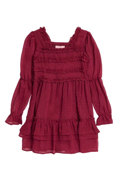 Shop Bcbg Kids' Chiffon Lurex Dress In Cranberry