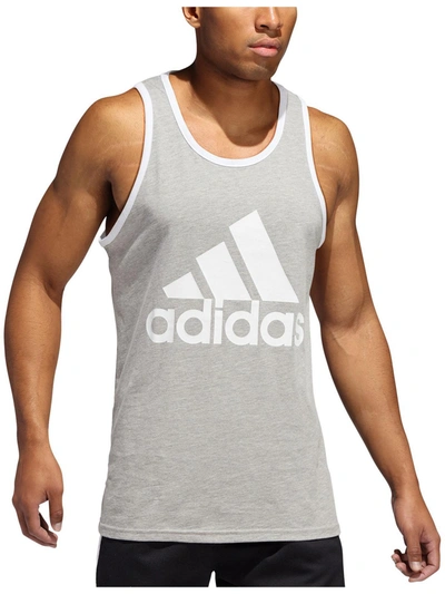 Shop Adidas Originals Mens Logo Fitness Tank Top In Grey