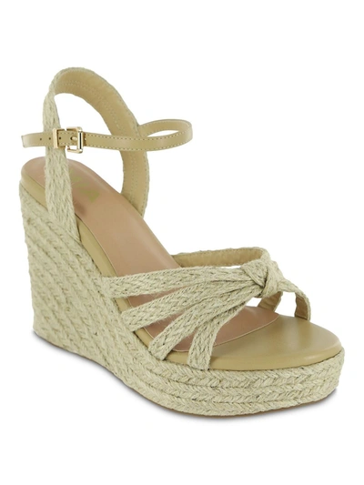 Shop Mia Ashlee Womens Strappy Knot-front Wedge Sandals In Green
