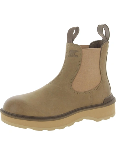 Shop Sorel Hi-line Womens Leather Waterproof Chelsea Boots In Beige
