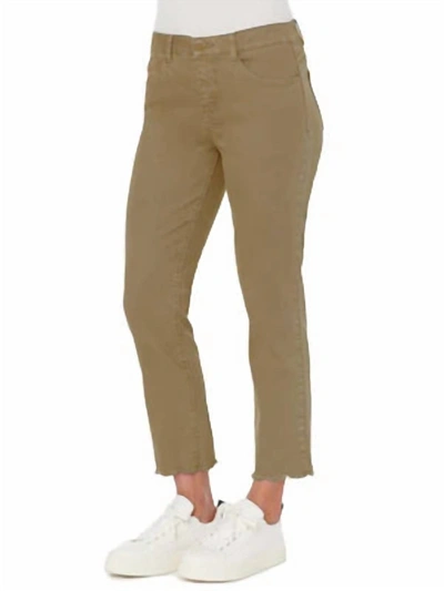Shop Democracy Ab'solution High Rise Slim Straight Crop With Scalloped Fray Hem In Honey Wheat In Brown