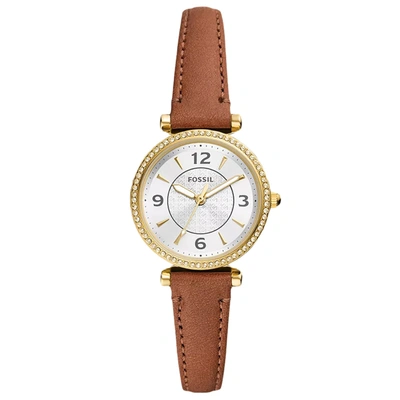 Shop Fossil Women's Carlie Silver Dial Watch In Gold