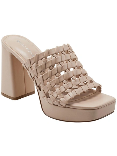 Shop Marc Fisher Gervasi Womens Faux Leather Square Toe Platform Sandals In Beige
