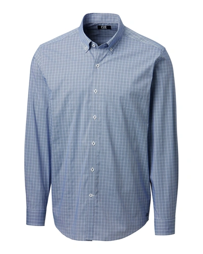 Shop Cutter & Buck Men's Soar Windowpane Check Shirt In Blue