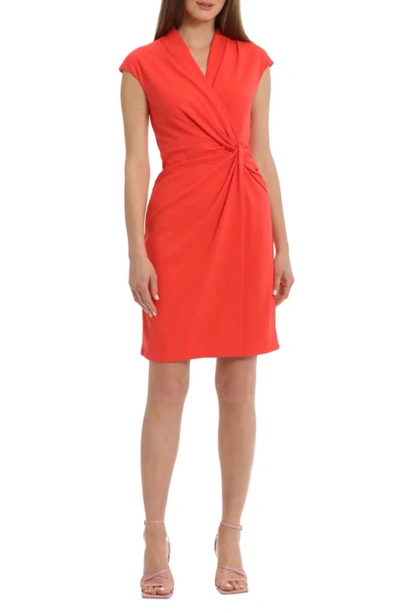 Shop Maggy London Wrap Front Sheath Dress In Bittersweet In Pink