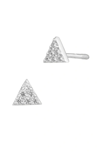 Savvy Cie Jewels Sterling Silver Gold Plated Cz Triangle 4mm Stud Earrings In White