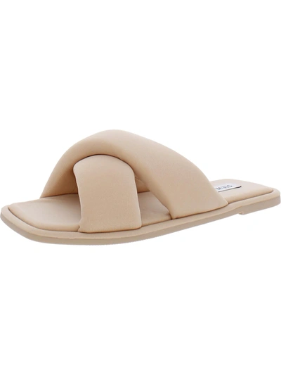 Steve Madden Dixie Womens Slip-on Square Toe Slide Sandals In White