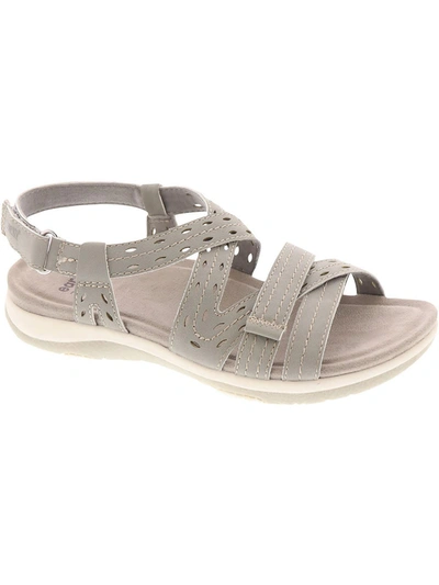 Shop Earth Origins Sass 3 Womens Faux Leather Casual Strappy Sandals In Grey