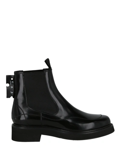 Shop Off-white Leather Chelsea Boots In Black