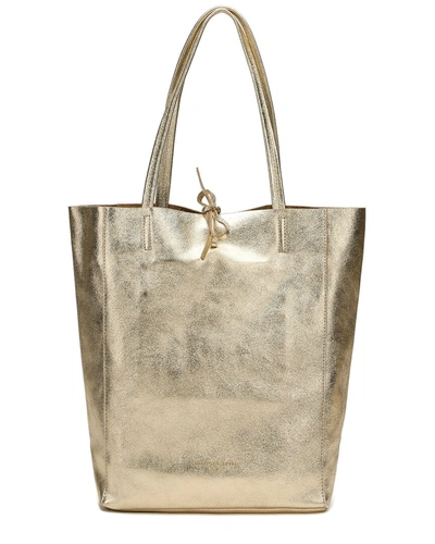 Shop Tiffany & Fred Paris Soft Metallic Leather Tote In Gold