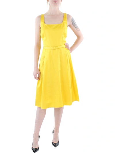 Shop Lauren Ralph Lauren Womens Sleeveless Knee-length Midi Dress In Yellow