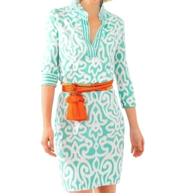 Shop Gretchen Scott Everywhere Dress - Arabesque In Turquoise In Multi
