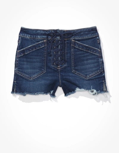 Shop American Eagle Outfitters Ae Stretch High-waisted Denim Short Short In Blue