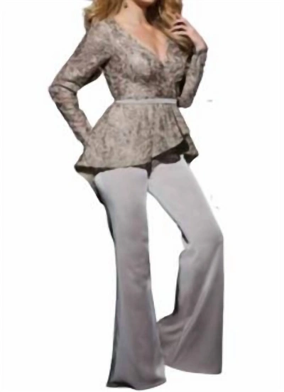Tony Bowls Soutache Bodice Jumpsuit In Champagne In Grey