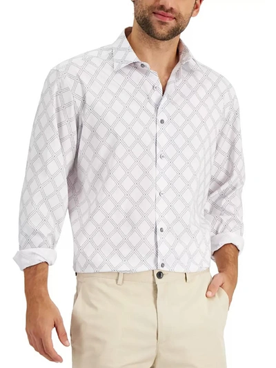 Shop Alfani Mens Regular Fit Button Down Dress Shirt In White