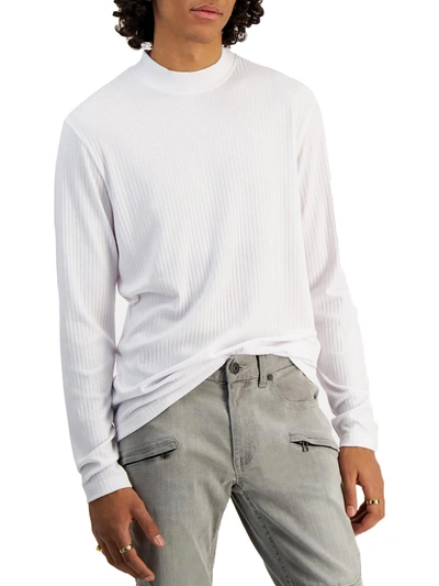 Shop Inc Mens Ribbed Knit Mock Neck T-shirt In White