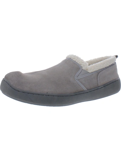 Shop L.b. Evans Roderic Mens Leather Fleece Lined Slip-on Slippers In Grey