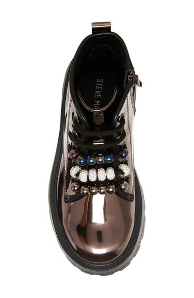 Shop Steve Madden Jmirra Embellished Combat Bootie In Mirror