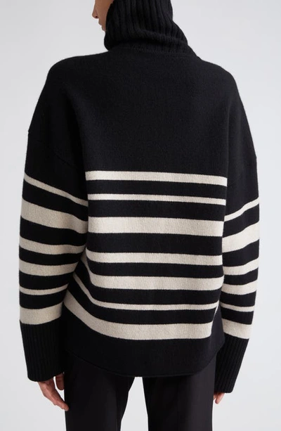Shop Proenza Schouler Variegated Stripe Recycled Cashmere & Merino Wool Turtleneck Sweater In Black Multi