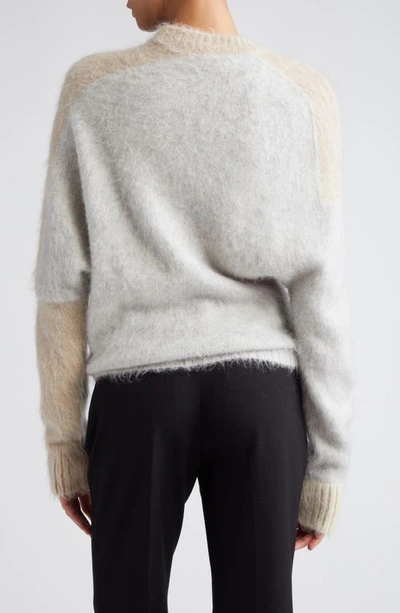 Shop Proenza Schouler Colorblock Brushed Mohair Blend Sweater In Light Grey Multi