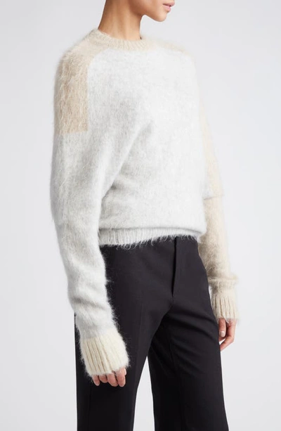 Shop Proenza Schouler Colorblock Brushed Mohair Blend Sweater In Light Grey Multi